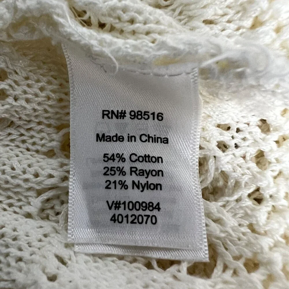 Coldwater Creek Button Down Open Knit Cardigan Cream Women’s Size Medium Long Sl